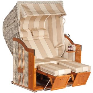 Strandkorb Classic, 2-Sitzer, Geflecht antik-weiß, Stoff 54