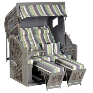 Strandkorb Rustikal 405 Z Comfort XL, 2-Sitzer XL, Geflecht vintage-braun, Stoff 1226, Innenstoff uni anthrazit