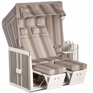 Halbliegemodell, Zweisitzer, PE-Kunststoffgeflecht taupe, Stoff-Dessin: 123