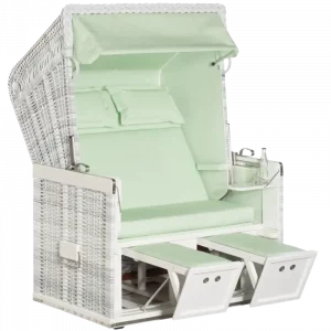 Halbliegemodell, Zweisitzer, PE-Kunststoffgeflecht white-washed, Stoff-Dessin: 72