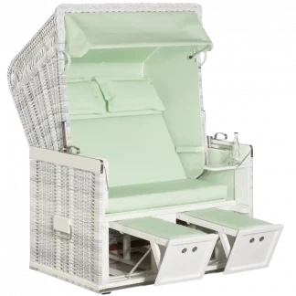 Halbliegemodell, Zweisitzer, PE-Kunststoffgeflecht white-washed, Stoff-Dessin: 72